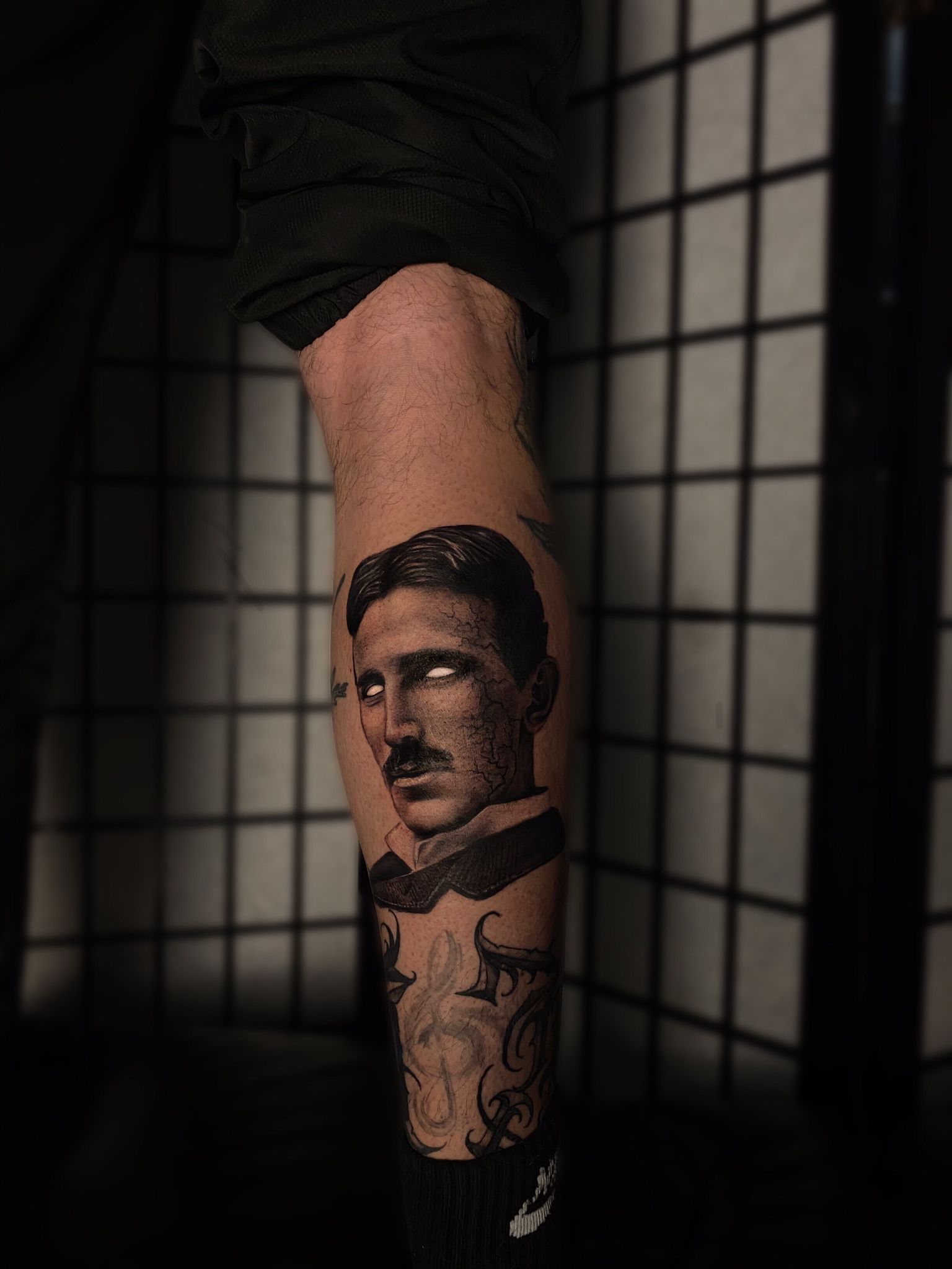 Nikola Tesla portrait tattoo